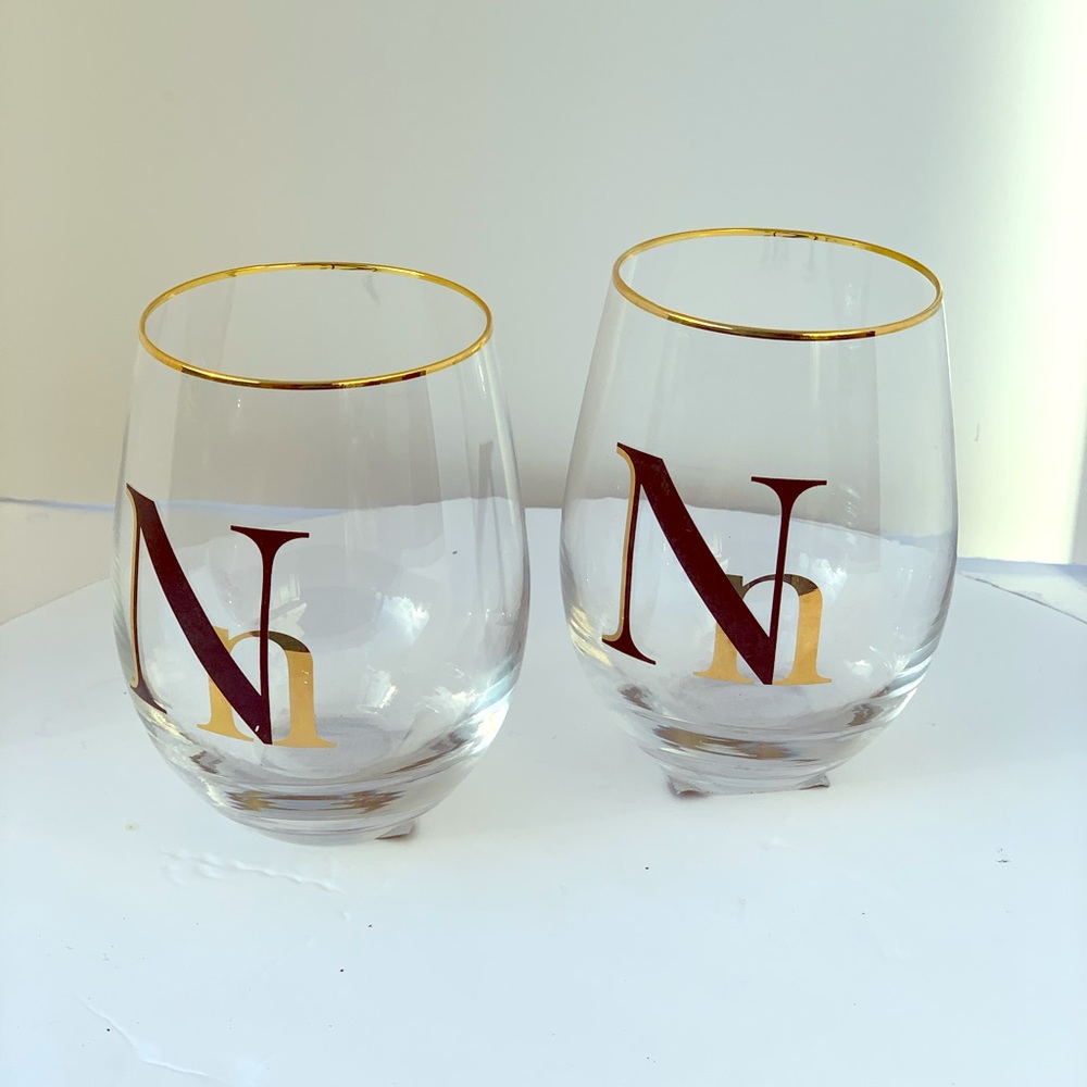 Initial “N” Cocktail glasses set of 2